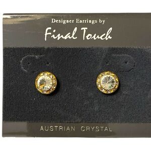 Final Touch Austrian Crystal Stud Earrings – Elegant Gold-Tone Sparkle